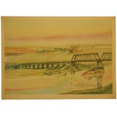 WW2 German painting - Bridge over the Desna river.